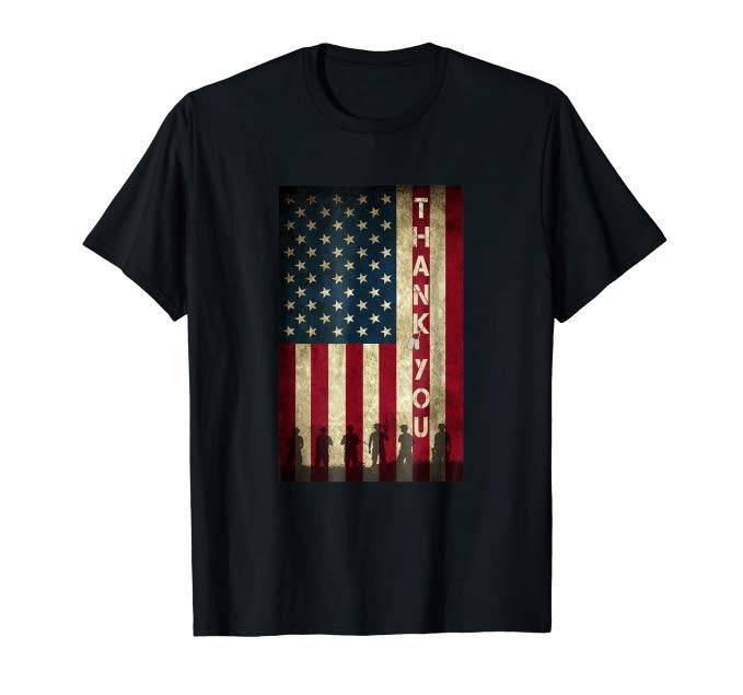 Thank You Veterans Day Distressed Military Tribute Tee T-Shirt ...